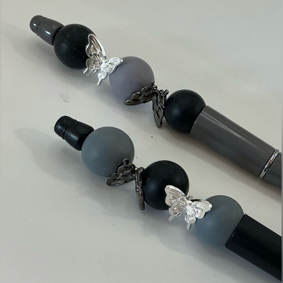 Handmade Other - SILVERTONE PEWTERTONE GREY BLACK GOTH DARK BUTTERFLY HANDMADE INK PENS